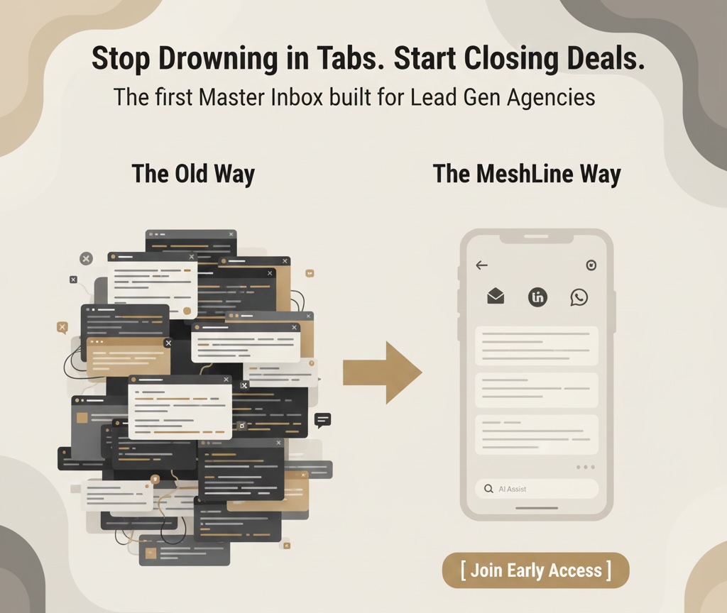 MeshLine dashboard showing unified inbox and AI memory graph